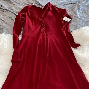 Red button dress